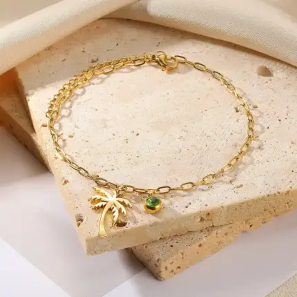 Stainless Steel Birthstone Anklet For Women