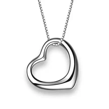 925 Sterling Romantic Heart Pendant Necklace For Women