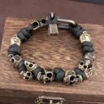 Skull Beaded Bracelet For Men