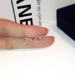Korean Shining Heart Stud Earrings For Women - Image 6