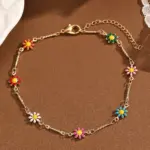 Colored Flowers Anklet For Women