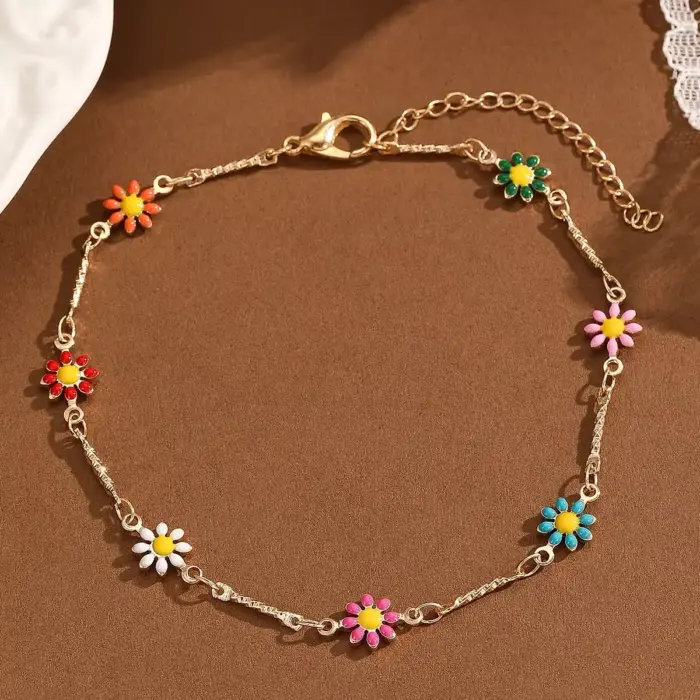 Colored Flowers Anklet For Women - Image 1