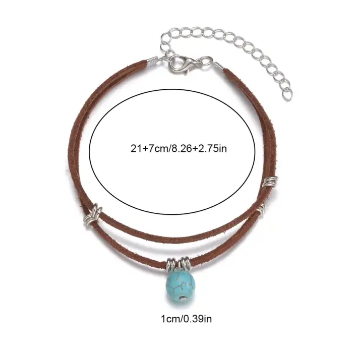 Boho Turquoise Bead Anklet For Women - Image 5