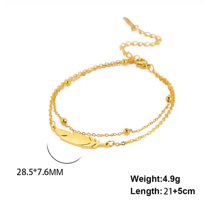 Stainless Steel Feather Anklet For Women - Image 6