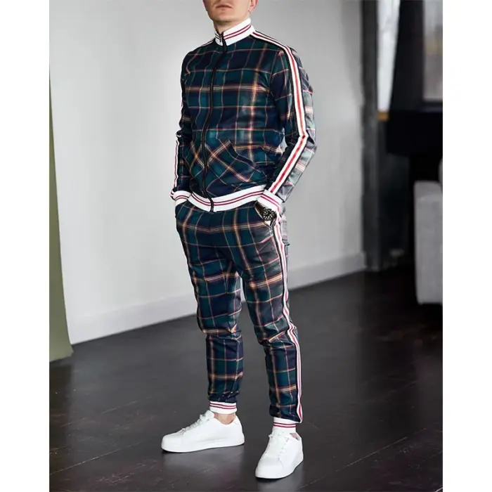 Casual Plaid Tracksuits For Men - Image 2