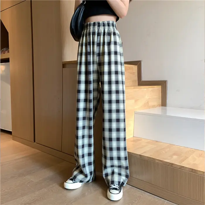 Plaid Oversized Trousers For Women - Image 1