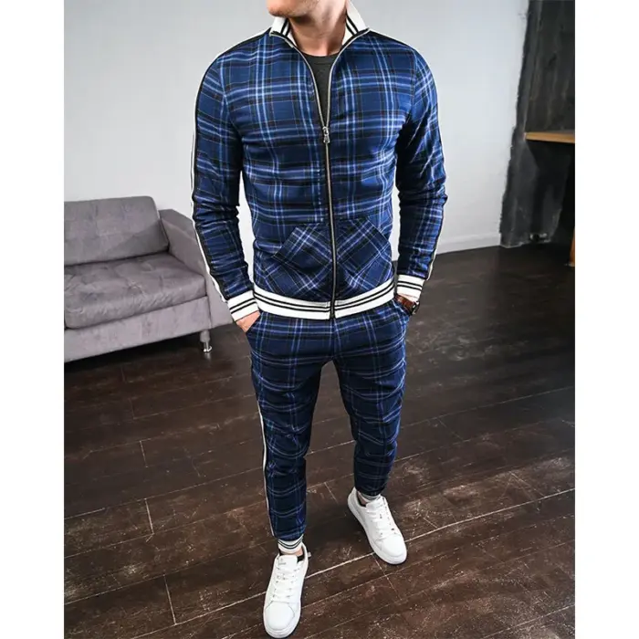 Casual Plaid Tracksuits For Men - Image 4