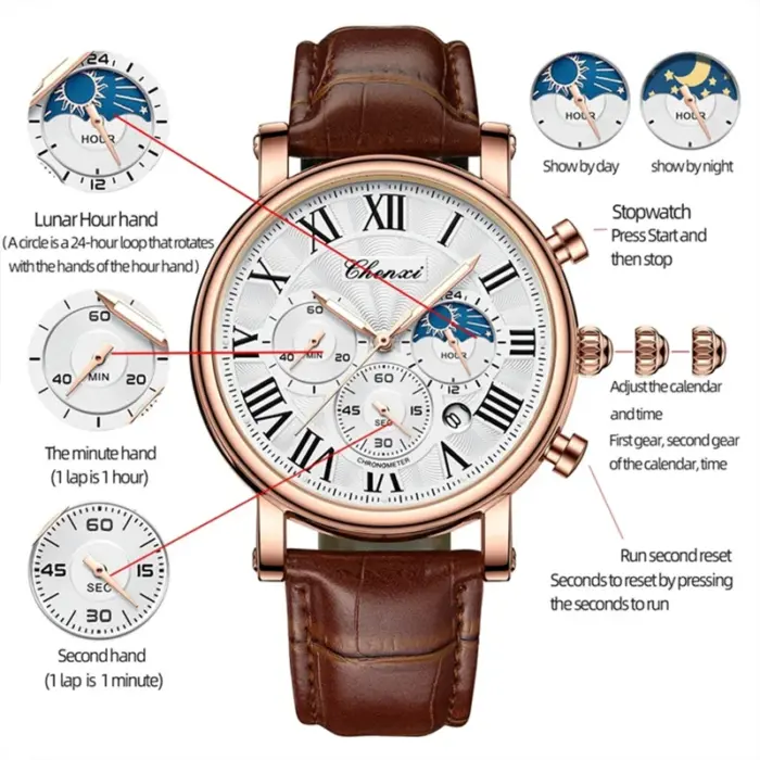 Multi-function Dial Quartz Watches For Men - Image 1