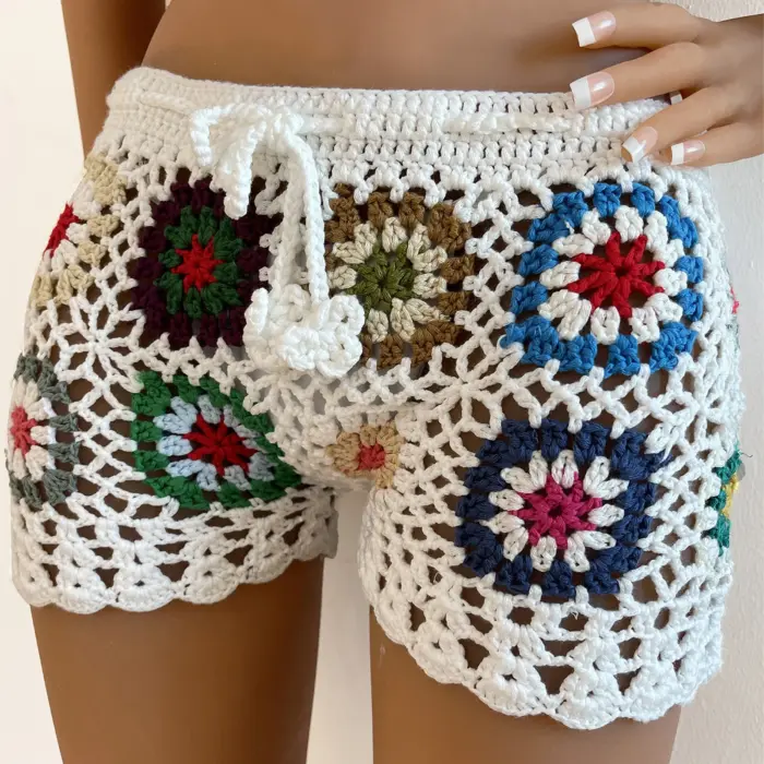 Casual Knit Crochet Shorts For Women - Image 3