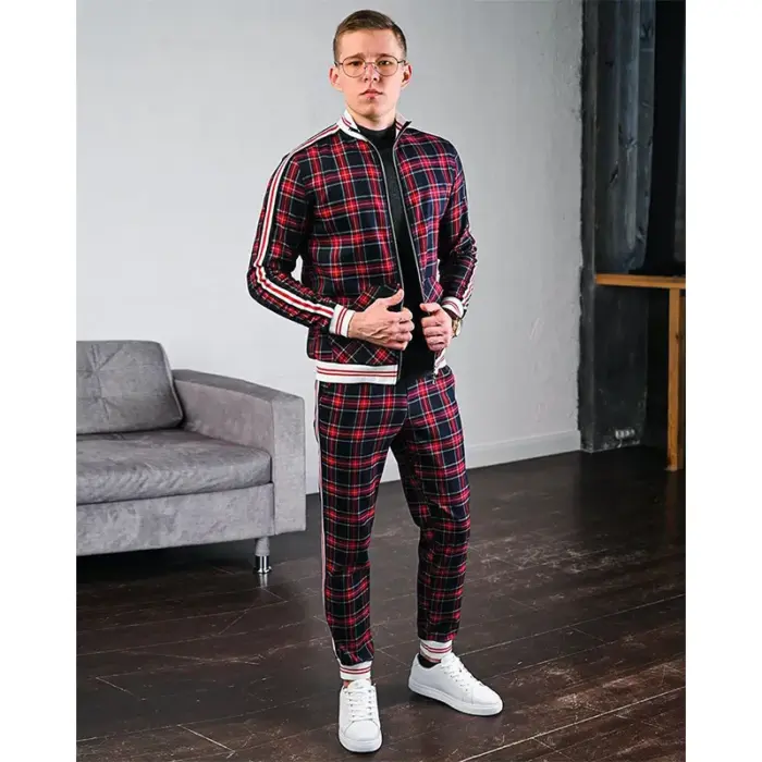 Casual Plaid Tracksuits For Men - Image 5