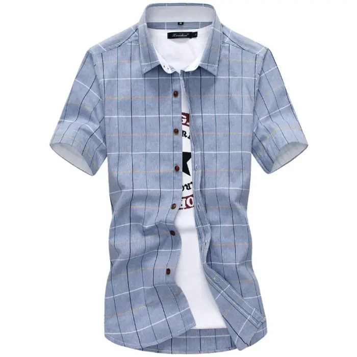 Cotton Plaid Shirts For Men Fashion - Image 2