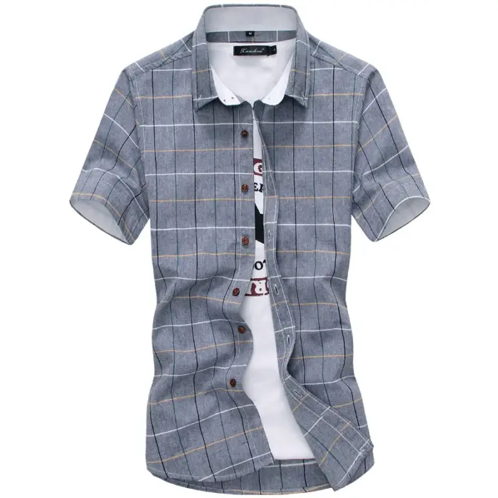 Cotton Plaid Shirts For Men Fashion - Image 1