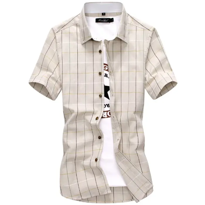 Cotton Plaid Shirts For Men Fashion - Image 6