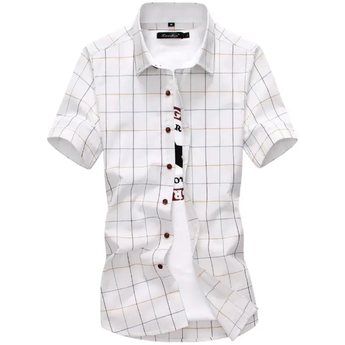 Cotton Plaid Shirts For Men Fashion - Image 4