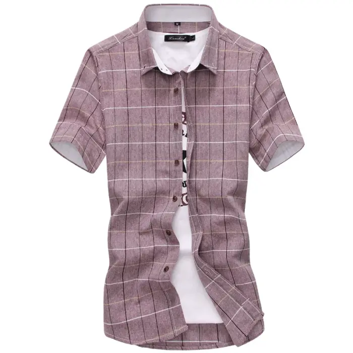 Cotton Plaid Shirts For Men Fashion - Image 5