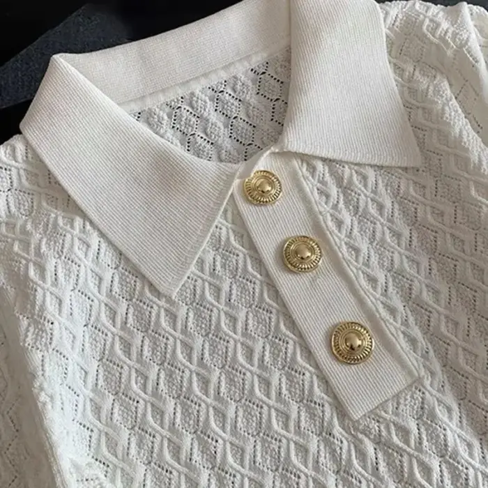 Chic Knitted Polo Shirt Knitted For Women - Image 2