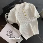 Chic Knitted Polo Shirt Knitted For Women