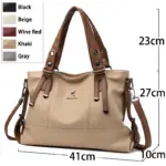 Large Capacity Soft Leather Shoulder Bags For Women - Image 2