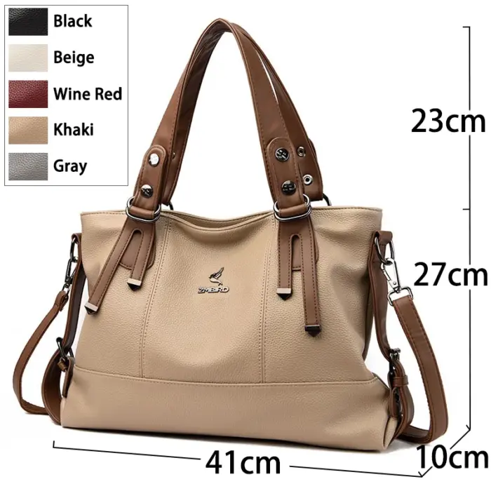 Large Capacity Soft Leather Shoulder Bags For Women - Image 2