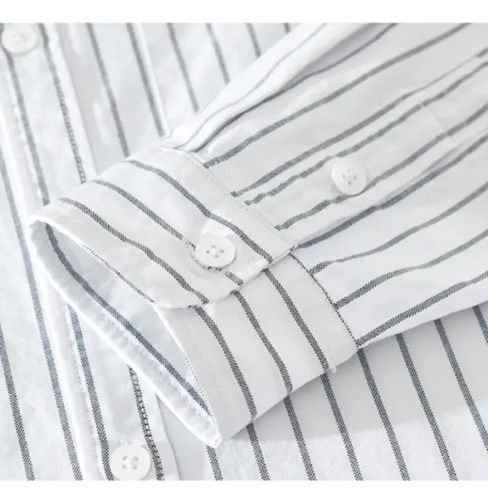 Cotton Striped Long Sleeve Shirts For Men - Image 4