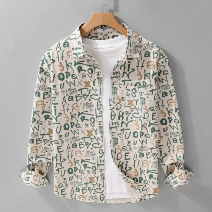 Letters Long Sleeve Shirts For Men - Image 2