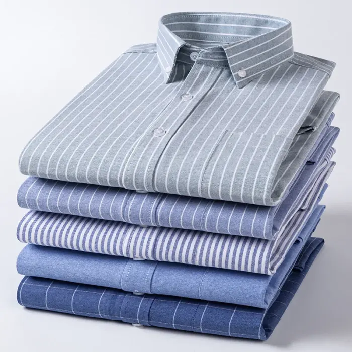 100% Cotton Oxford Striped Shirts For Men - Image 2
