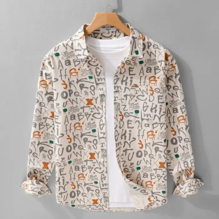 Letters Long Sleeve Shirts For Men - Image 1