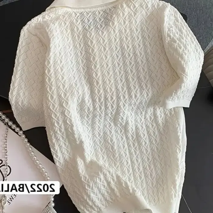 Chic Knitted Polo Shirt Knitted For Women - Image 6