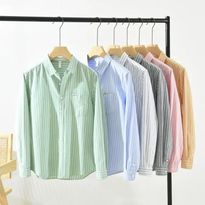 Cotton Striped Long Sleeve Shirts For Men - Image 2