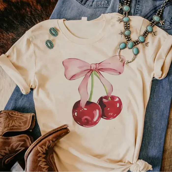 Casual Cherry T-Shirt For Women - Image 3