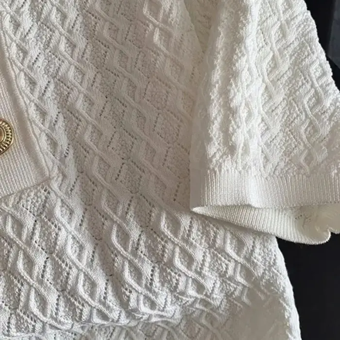 Chic Knitted Polo Shirt Knitted For Women - Image 4
