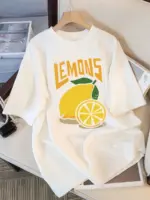 Oversized Lemon Print T-Shirts For Women