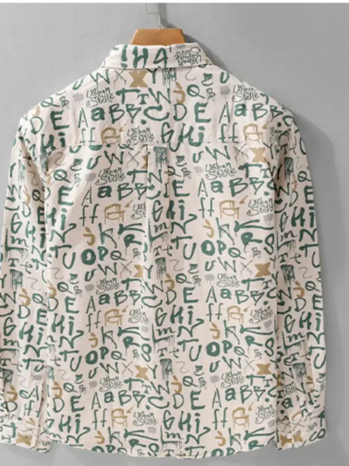 Letters Long Sleeve Shirts For Men - Image 3