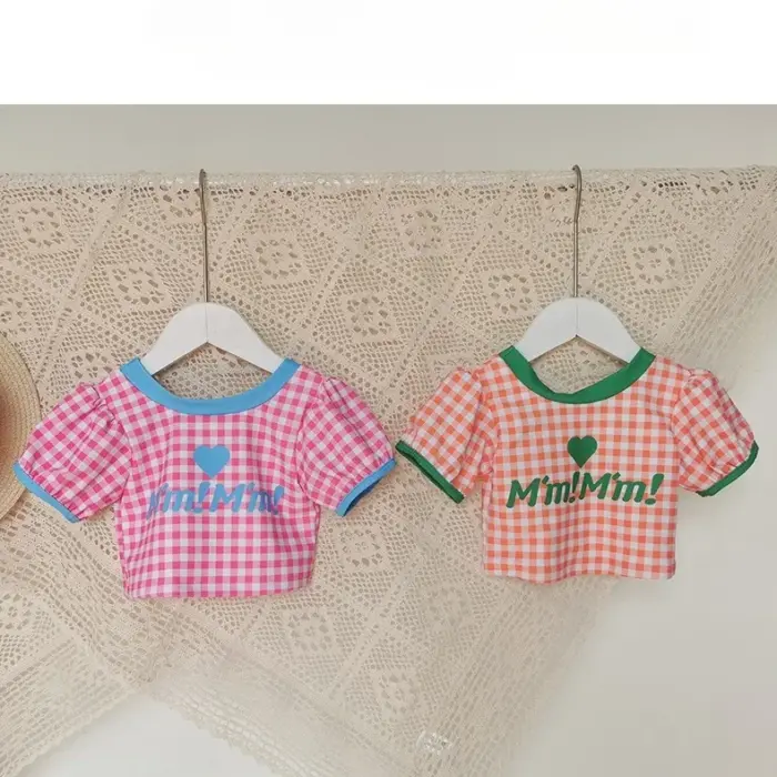 Cute Plaid Two-Piece Beachwear For Girls - Image 5
