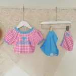 Cute Plaid Two-Piece Beachwear For Girls