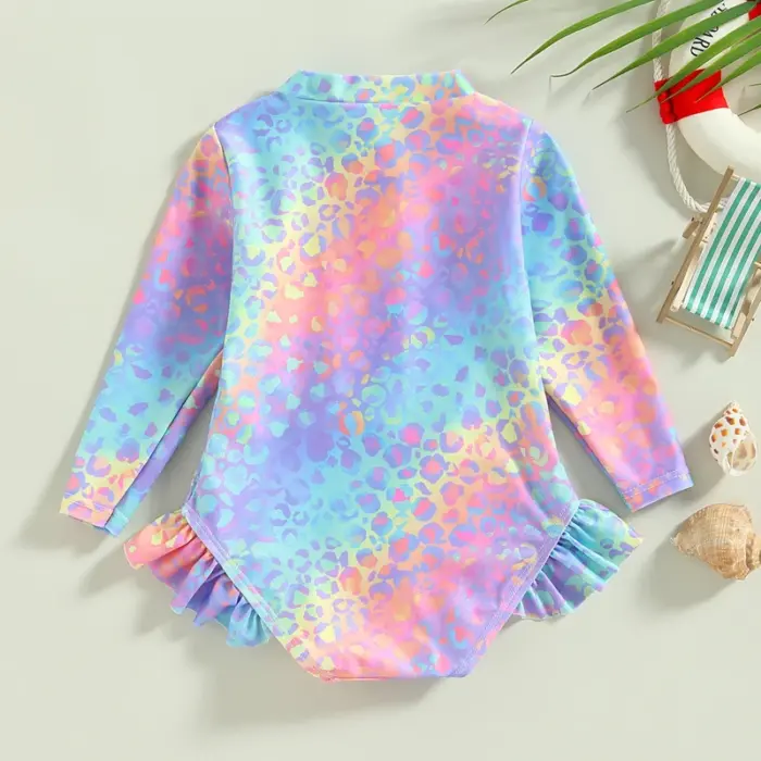 Leopard Long Sleeve Swimwear For Kids - Image 3