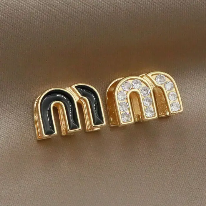 Letter M Zircon Earrings For Women - Image 6