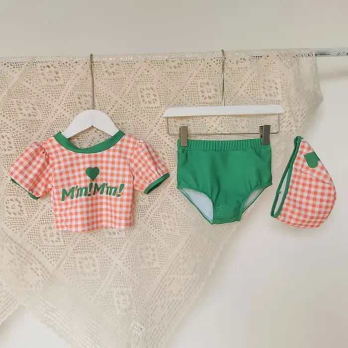 Cute Plaid Two-Piece Beachwear For Girls - Image 2