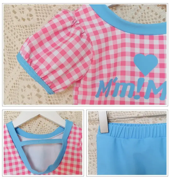 Cute Plaid Two-Piece Beachwear For Girls - Image 4