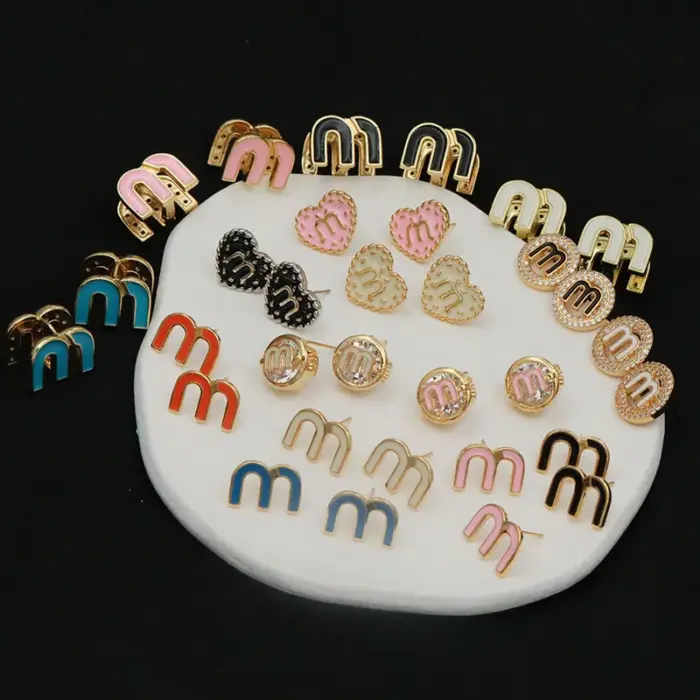 Letter M Zircon Earrings For Women - Image 3