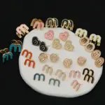 Letter M Zircon Earrings For Women