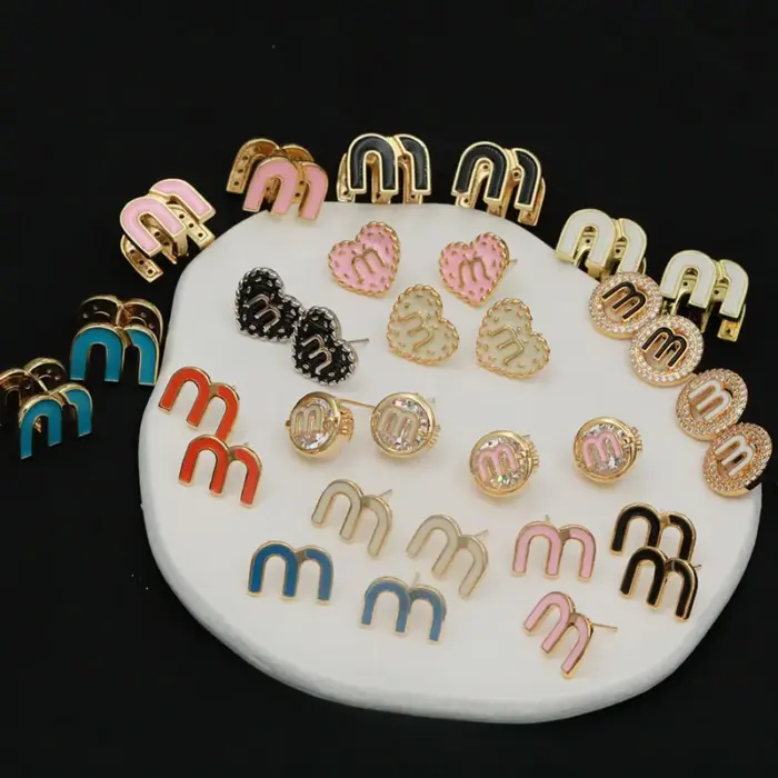 Letter M Zircon Earrings For Women - Image 1