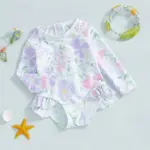 Flower Rash Guard Swimsuits For Kids - Image 3