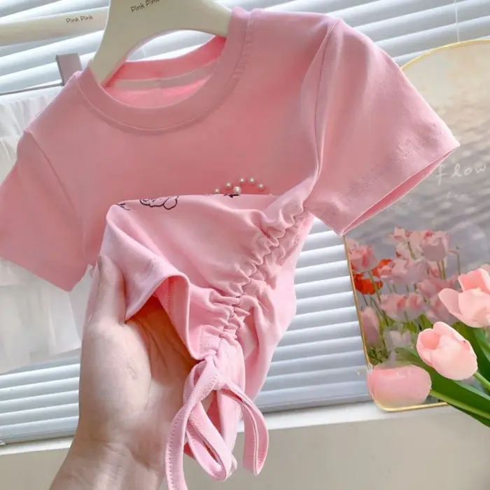 Summer Flower Print T-shirts For Girls - Image 3