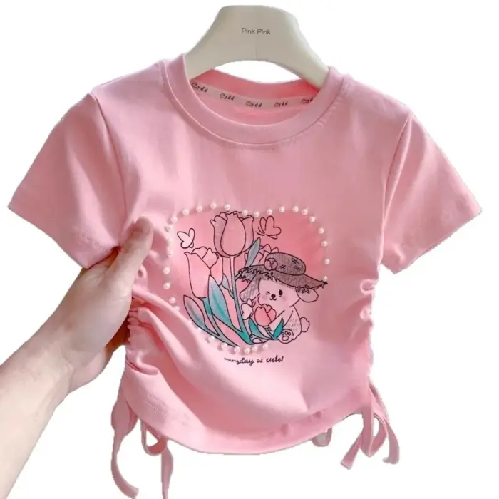 Summer Flower Print T-shirts For Girls - Image 5
