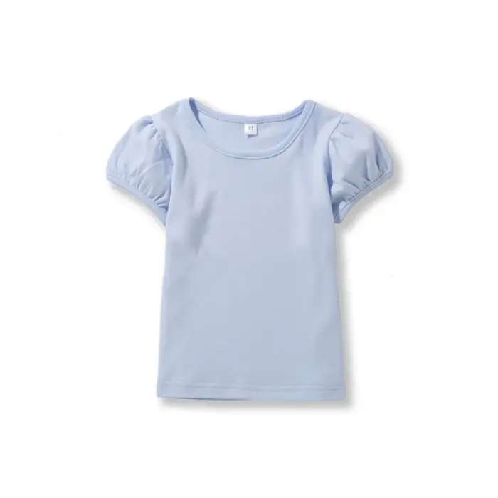100% Cotton Puff Sleeve T-Shirts For Girls - Image 2