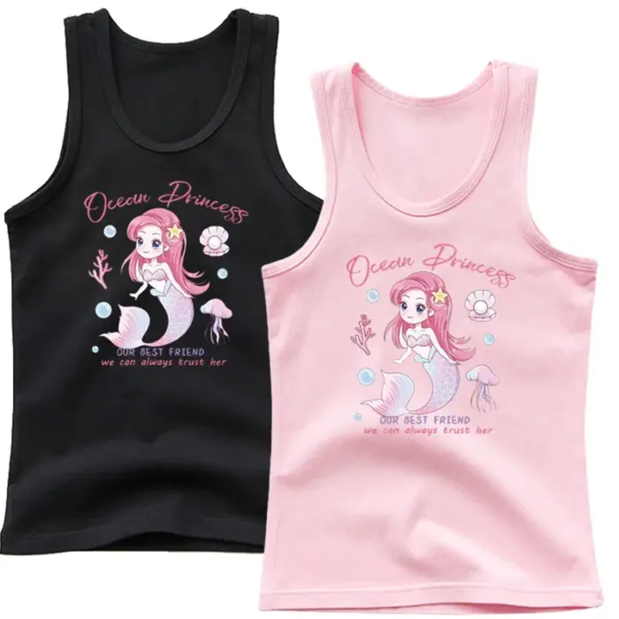 Printed O-Neck Vest For Girls - Image 1