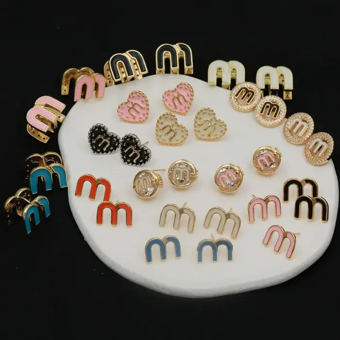 Letter M Zircon Earrings For Women - Image 2