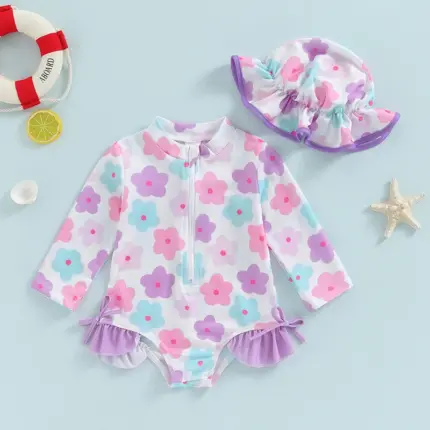 Floral Swimwear Set For Girls
