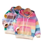 Rainbow Striped Hoodies For Girls